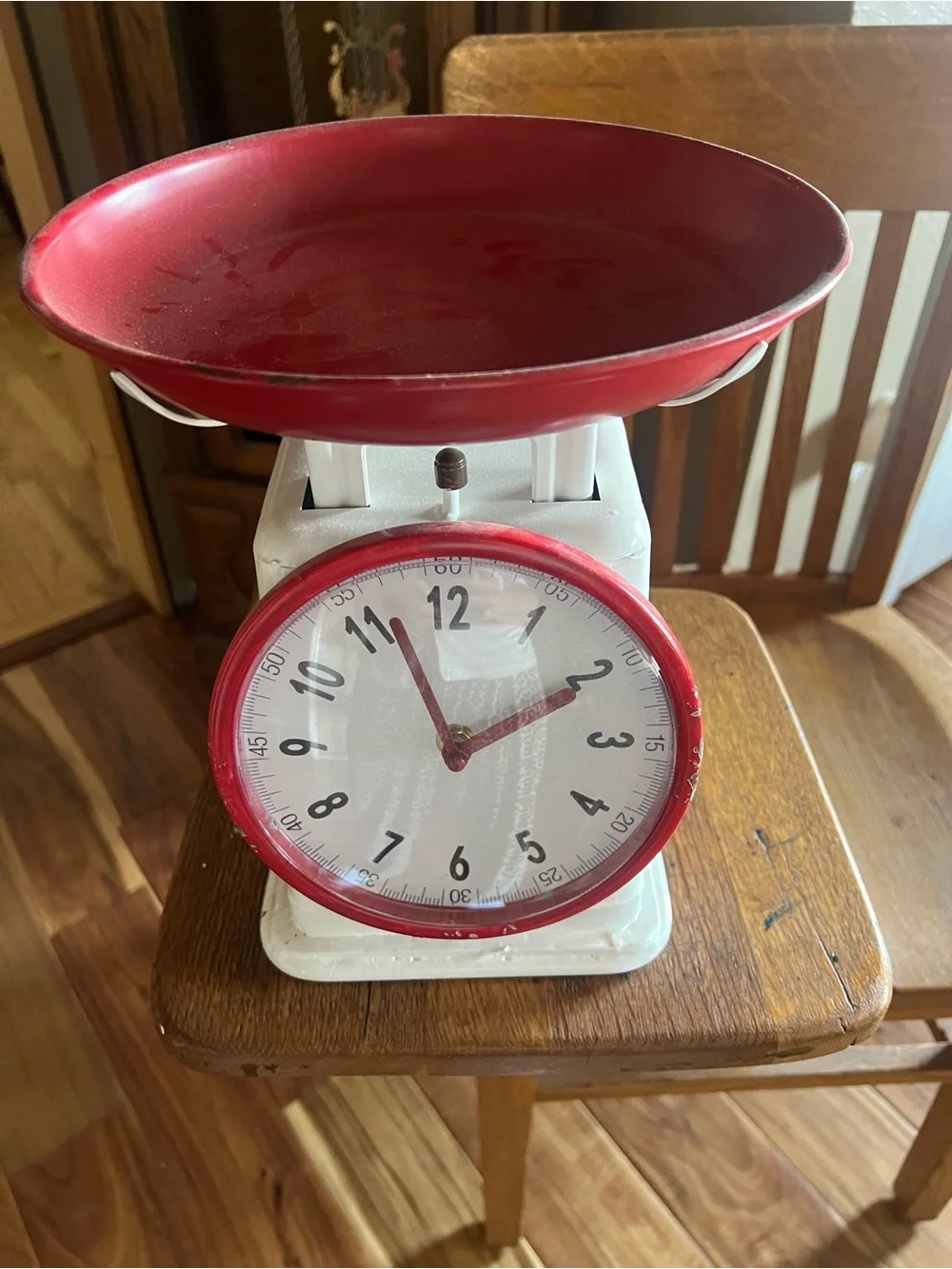 Vintage-Style Red and White Wall Scale Decor